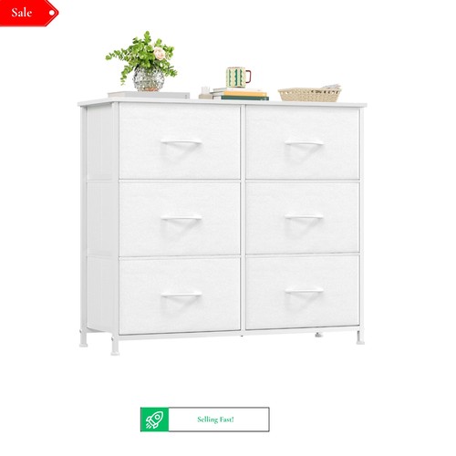 White drawer fabric dresser - white,