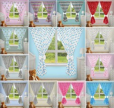 CURTAINS WINDOW BABY CHILD BEDROOM COTTON DECORATIVE BOWS NURSERY PINCER CLIPS