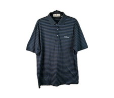 Fairway & Greene Titleist Golf Polo Shirt Stripe Black Mens Medium Short Sleeve