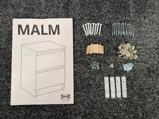 Complete Set Of Fixings + Manual For IKEA Malm Chest Of 2 Drawers 906.253.19USED