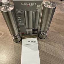 Salter Stainless Steel Electric Salt and Pepper Mill Shaker Grinder Set
