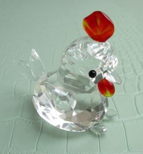 SWAROVSKI STYLE GLASS CRYSTAL COCKEREL ROOSTER CHICKEN FIGURINE ORNAMENT