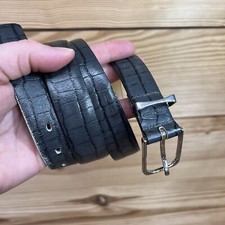 Bench Craft Leather Belt Mens 34 Crocodile Grain Canada 2540 Gray B155