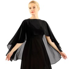 Ladies Mesh Chiffon Cape Bolero Shawl Poncho Cloak Wedding Bride Evening Prom