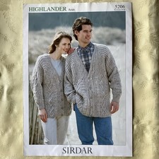 Sirdar knitting pattern 5206. Cardigan, Aran 30-48" Original