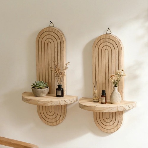 2pcs wooden wall shelf - wooden,