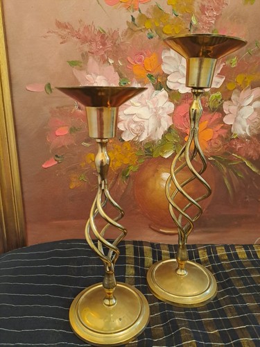 Brass candle sticks vintage - brass,
