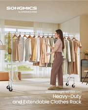 SONGMICS Clothes Rack on Wheels Heavy Duty Clothes Rail 110 kg Load Xmas