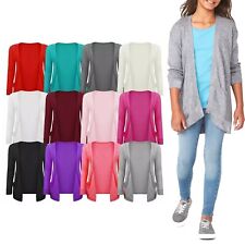 Kids Girls Boyfriend Plain Open Cardigan Long Sleeves Fashion Top Age 7-13 Years