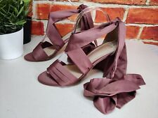H&M MAUVE SATIN SHOES UK 5 EU 38 BLOCK HEEL TIE UP WOMENS OCCASION WEDDING PARTY