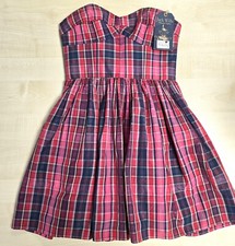 NEW Jack Wills - Bleakley Strapless Dress -  Red Check - UK Size 10 - RRP £89