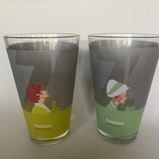 2 x Cinzano Mixin Style 60s & 90s Glass advertising memorabilia promotional 