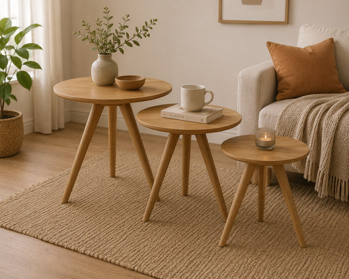 Solid oak scandic round nest - solid,