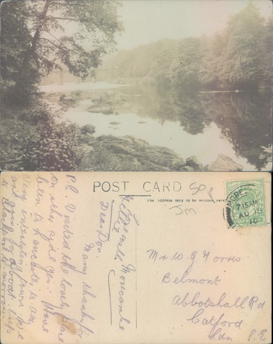 River scene with bridge - , in