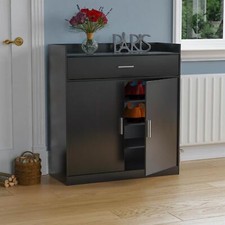 SALE 2 Door 1 Drawer Shoe Cabinet Footwear Stand Rack Storage Cupboard Black