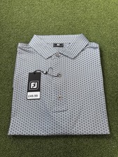 FootJoy Golf shirt Size Large EU Houndstooth Geo Lisle Grey 34006