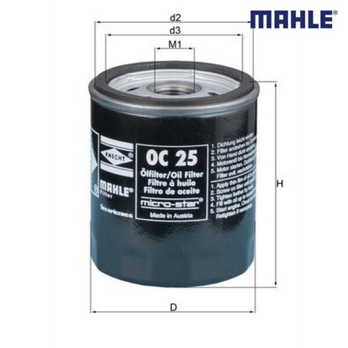 Oil filter mahle oc25 for - oil, bmw