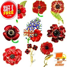 NEW RED LILY TULIP ANEMONE FLOWER CRYSTAL ENAMEL PIN BACK BROOCH CELLECTION 2025