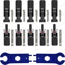 5 Pairs Solar Panel Cable Connectors Male Female Compatible Waterproof + Wrench