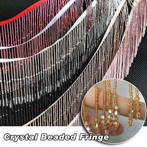 Beaded rhinestone fringe - rhinestone,