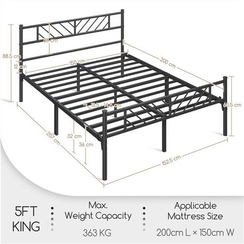 King size minimalist metal - size,