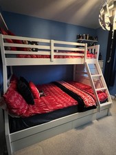 Ollie Triple Bunk Bed White, Double & Single
