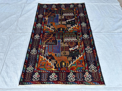 Afghan baluchi wool rug - afghan,