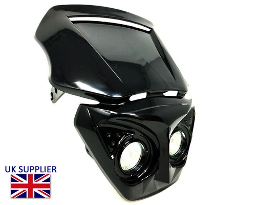 Motorcycle 12v black headlight - 12v,