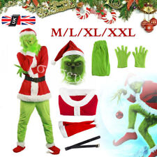 Grinch Costume Suit Adult Father Christmas Fancy Deluxe Dress Men's Xmas Outfit