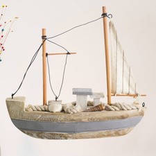Wooden Fishing Boat Adornment Mediterranean Style Sailboat Decoration for Home