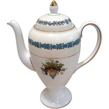 Wedgwood Teapot Bone China Floral Design Gold Trim Vintage Serveware