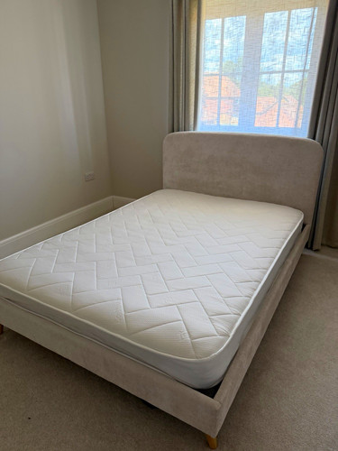 Grey upholstered double bed - upholstered,