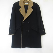 Vintage House of Fraser Coat UK 14 Black Camel Double Breasted Cashmere Wool