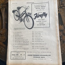 1955 Advert for VINCENT FIREFLY Cycle Motor Moped Motor Cycling Original Print  