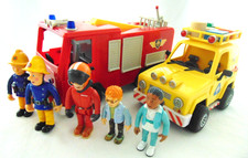 FIREMAN SAM FRICTION JUPITER & FRICTION 4 x 4 RESCUE JEEP WITH 5 FIGURES