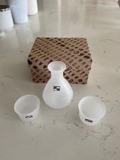 NEW Japanese Genuine Hirota GlassSnow Pattern IchoCold Sake bottle/cups RRP £170