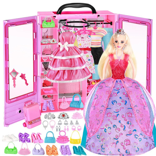 Doll wardrobe closet playset - wardrobe,