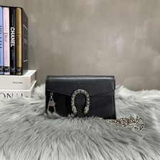 Authentic Elegant Gucci Dionysus Mini Crossbody Bag Crafted in Black Leather