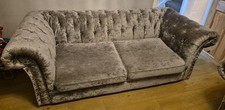 Silver Crushed Velvet Sofa Set