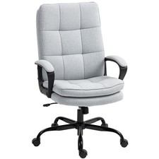 HOMCOM Fabric Office Chair, Computer Desk Chair for Home, Light Grey