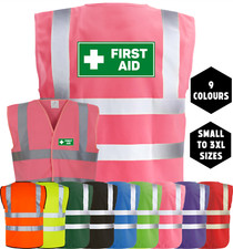 FIRST AID Printed Hi-Vis High Viz Visibility Safety Vest Waistcoat Tabard
