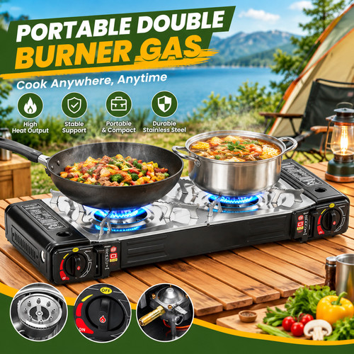 Double burner camping - double, gas