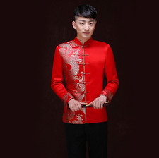 Mens Chinese dragon Jacket Red
