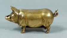 VICTORIAN BRASS PIG VESTA CASE GO TO BED MATCH SAFE ANTIQUE