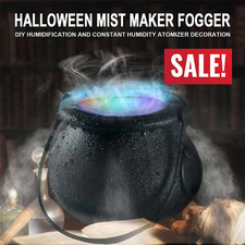 Halloween Witch Cauldron w/Mist Maker Fogger 12LED Light Color for Holiday Party