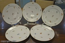 5 Dinner Plates Porcelain Original Meissen Brand Scattered Flowers Collectible