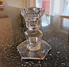 WEDGEWOOD GALWAY IRISH GLASS CRYSTAL SINGLE CANDLE HOLDER ETCHED AND LABELLED