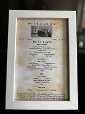 White Star Line Titanic 3rd Class Menu Print 6 X 4