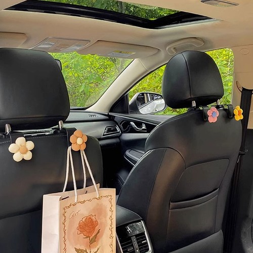 Black car seat hooks purse - car,