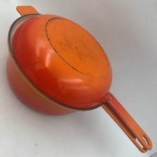 VTG Le Crueset Cousances Enameled Cast Iron #22 (Lid)Pan Pot 8.5” Red Orange